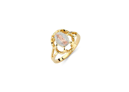 Three Tone Plated Virgin Mary Religious Ring